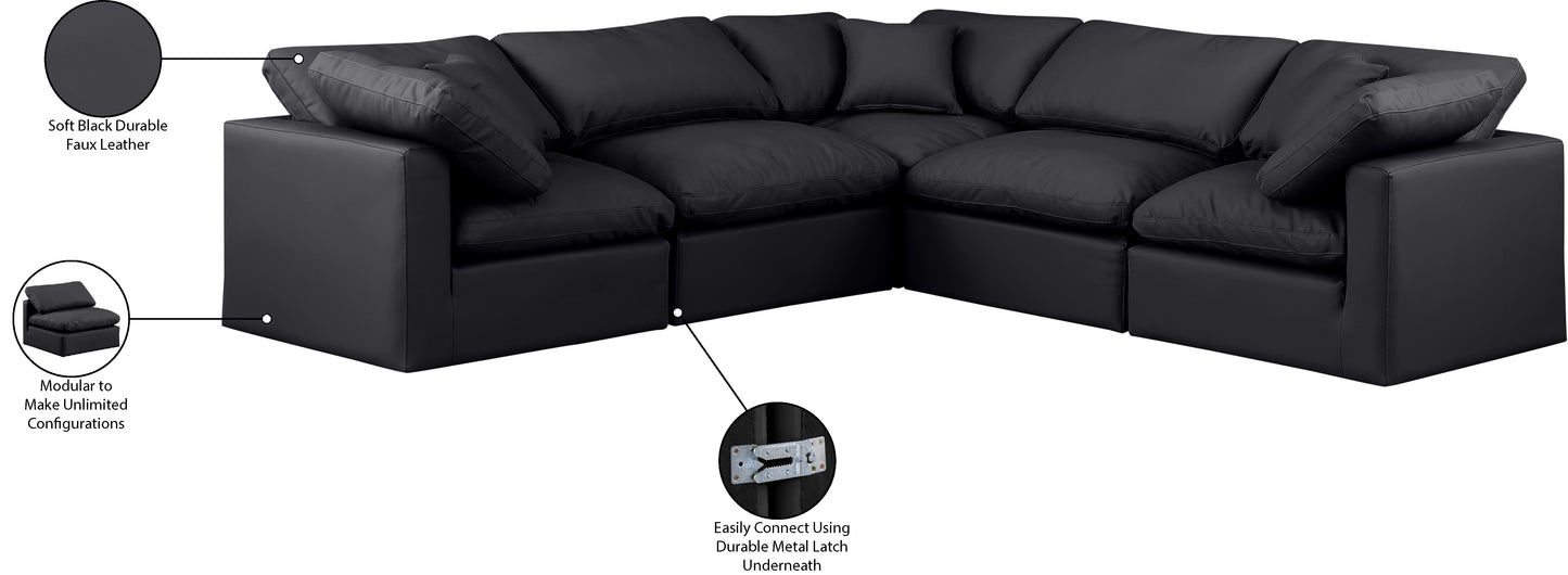 luxus black faux leather modular sectional sec5c