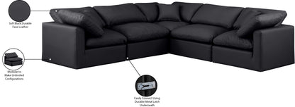 Luxus Black Faux Leather Modular Sectional Sec5C