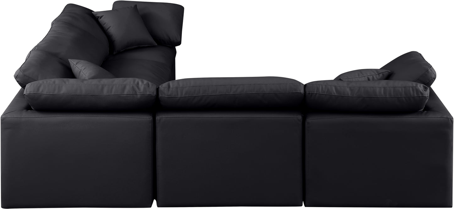 luxus black faux leather modular sectional sec5c