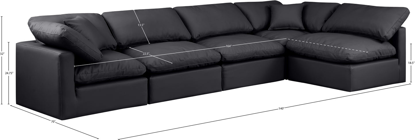 luxus black faux leather modular sectional sec5d