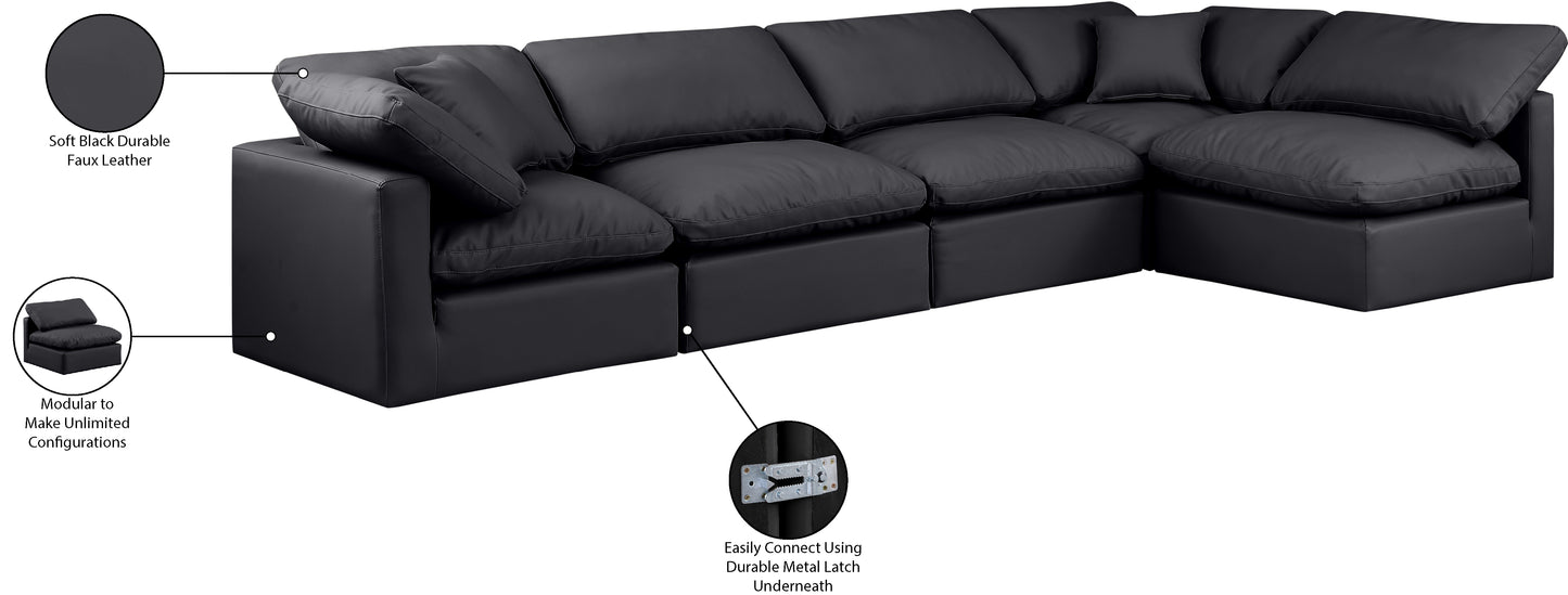 luxus black faux leather modular sectional sec5d