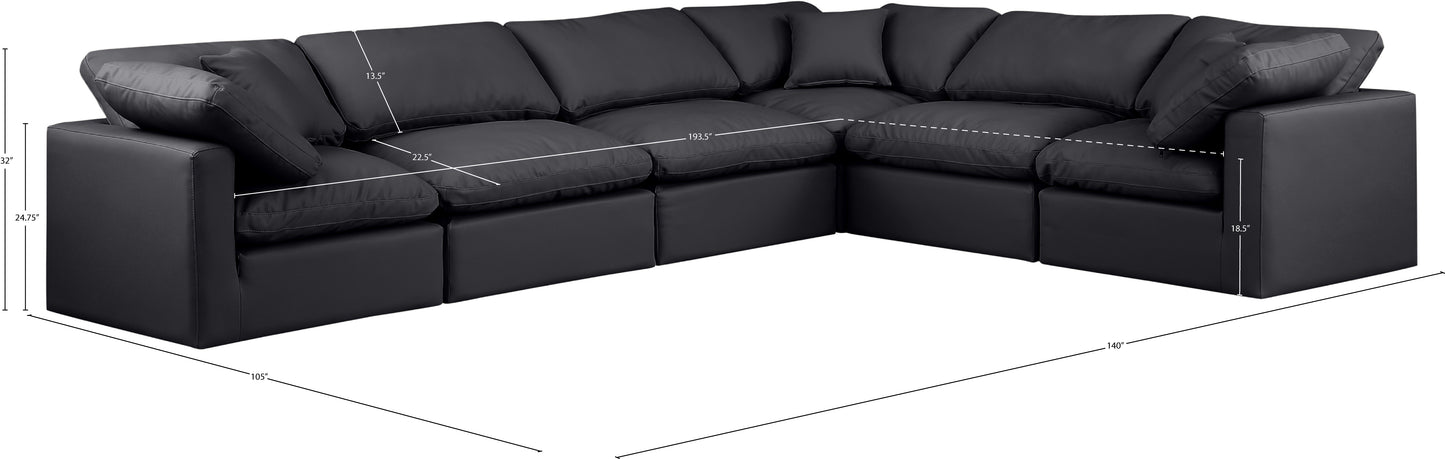 luxus black faux leather modular sectional sec6a