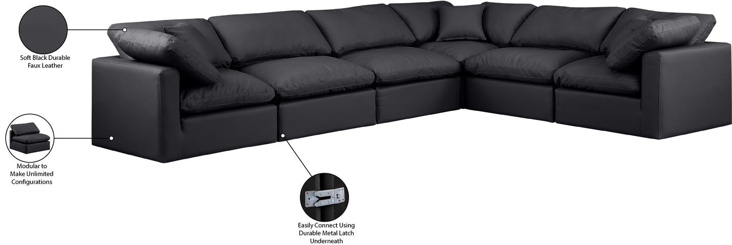 luxus black faux leather modular sectional sec6a