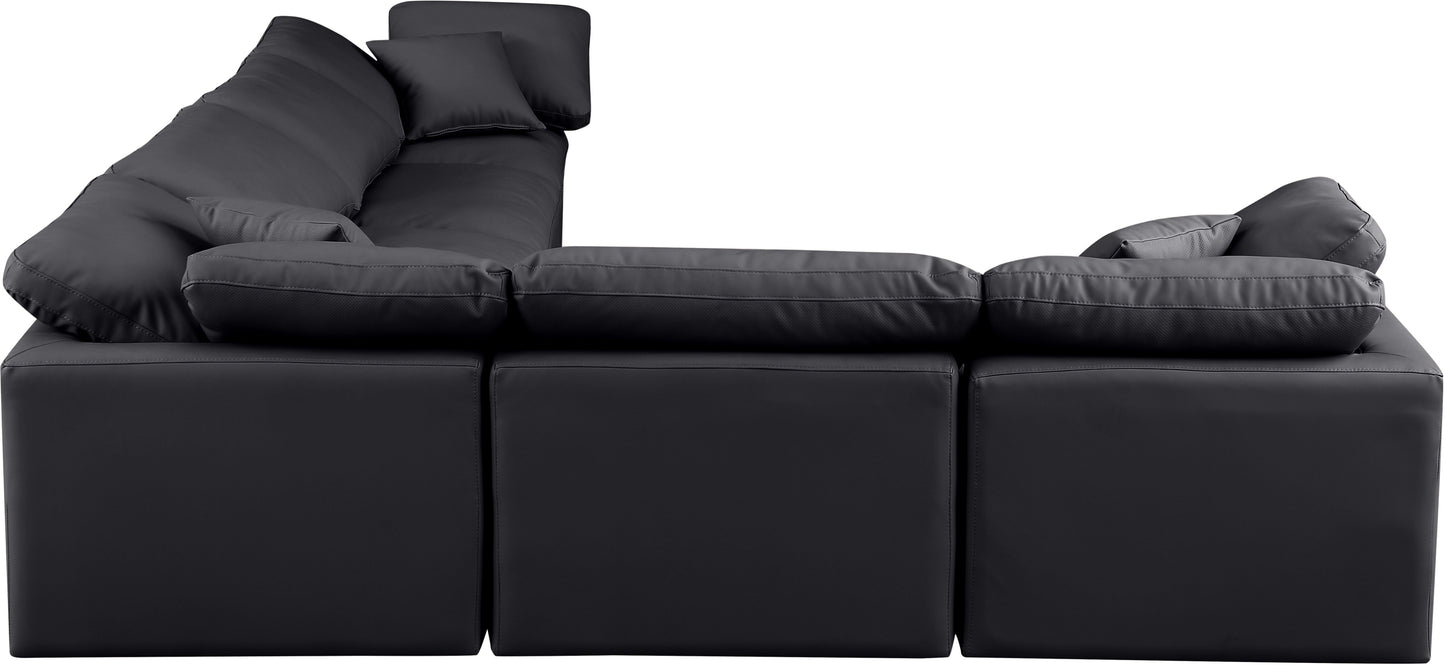 luxus black faux leather modular sectional sec6a