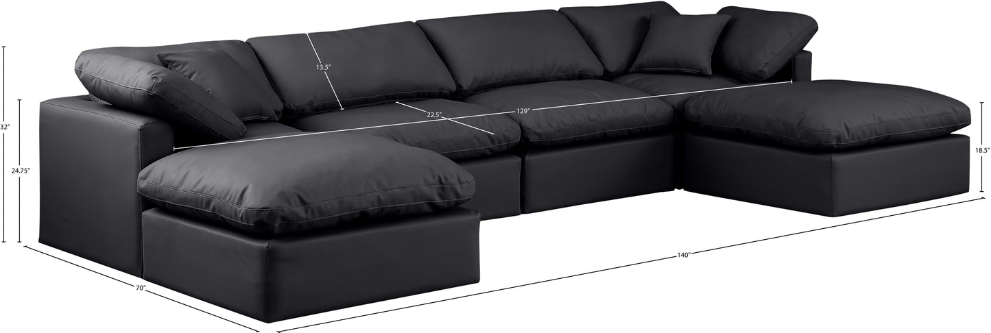 luxus black faux leather modular sectional sec6b