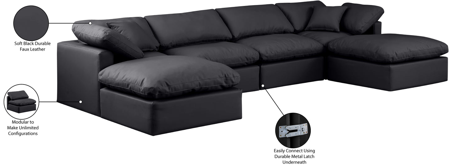 luxus black faux leather modular sectional sec6b