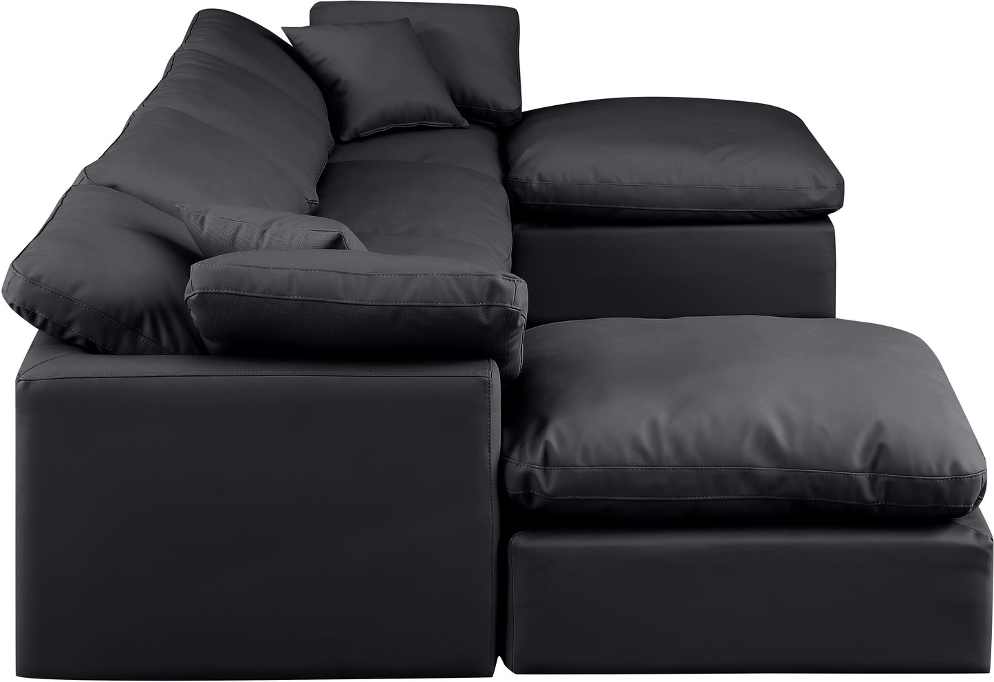 luxus black faux leather modular sectional sec6b