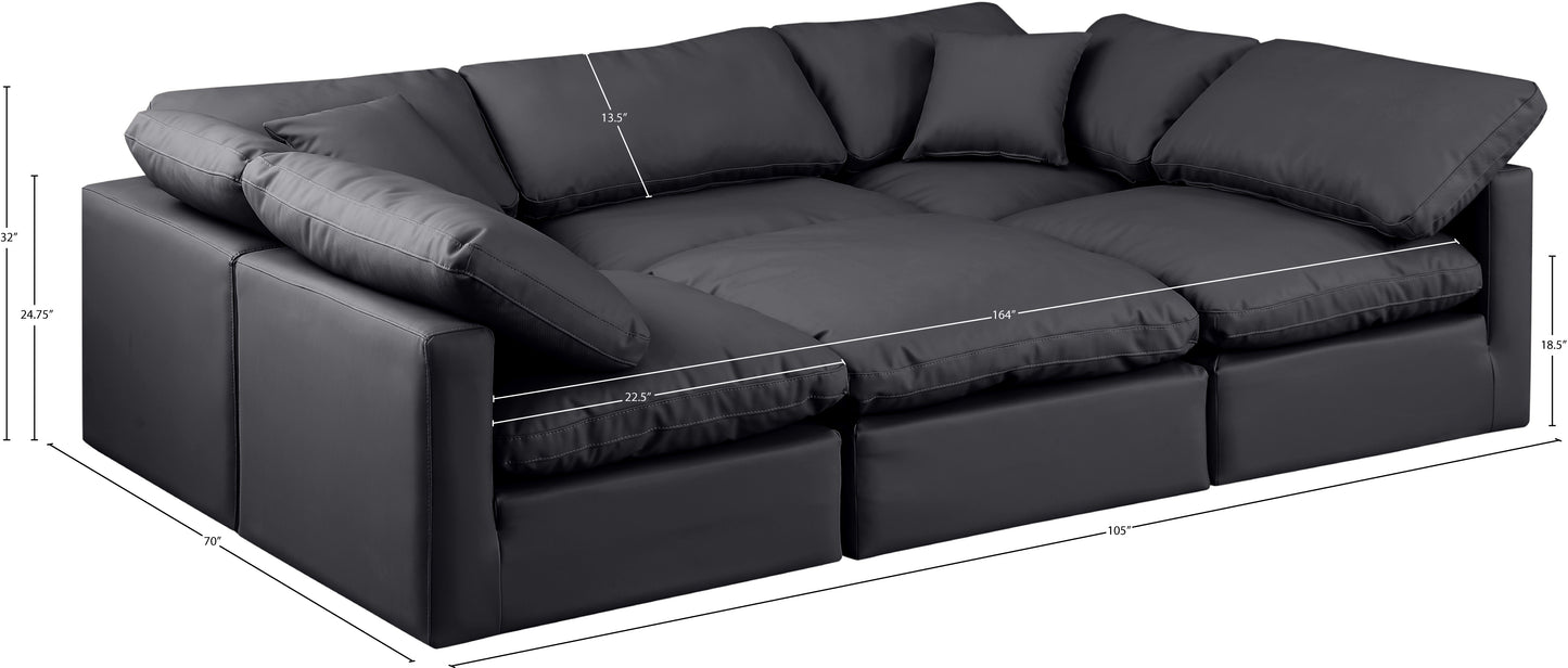 luxus black faux leather modular sectional sec6c