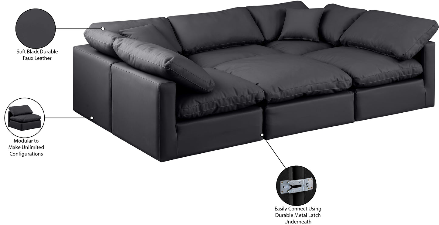 luxus black faux leather modular sectional sec6c