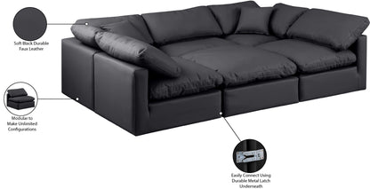 Luxus Black Faux Leather Modular Sectional Sec6C