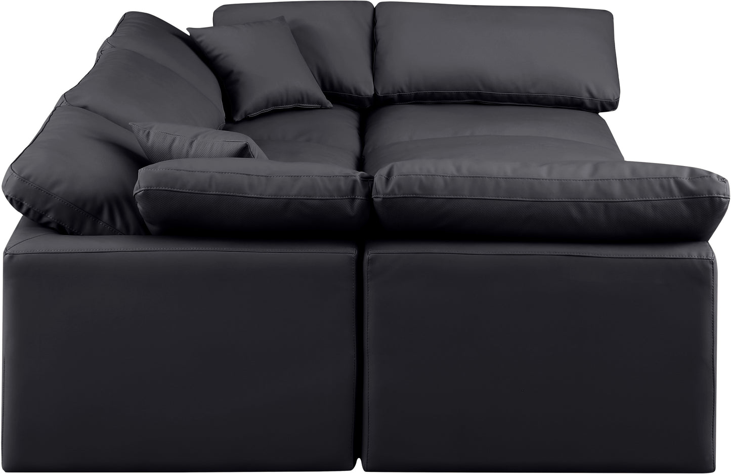 luxus black faux leather modular sectional sec6c