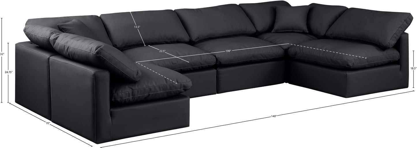 luxus black faux leather modular sectional sec6d