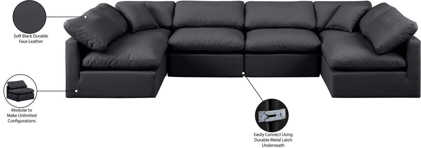 luxus black faux leather modular sectional sec6d