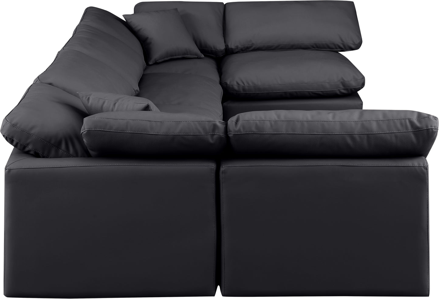 luxus black faux leather modular sectional sec6d