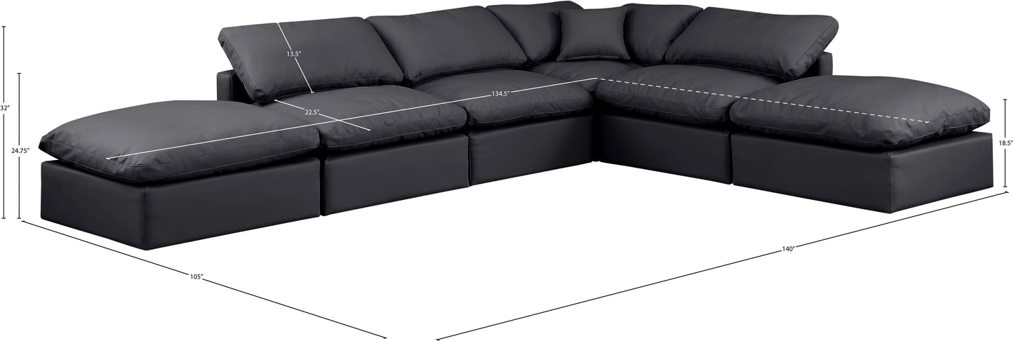 luxus black faux leather modular sectional sec6e