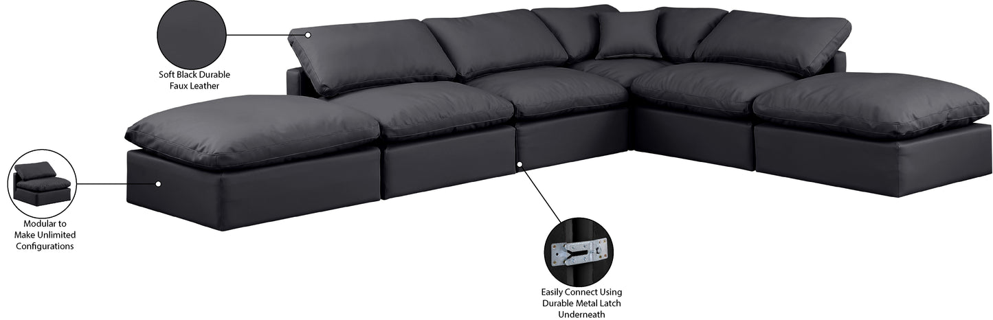 luxus black faux leather modular sectional sec6e