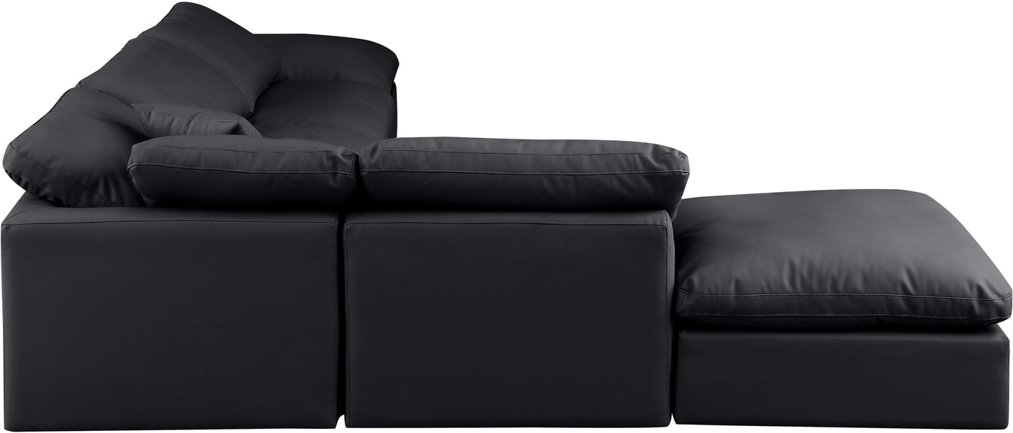 luxus black faux leather modular sectional sec6e