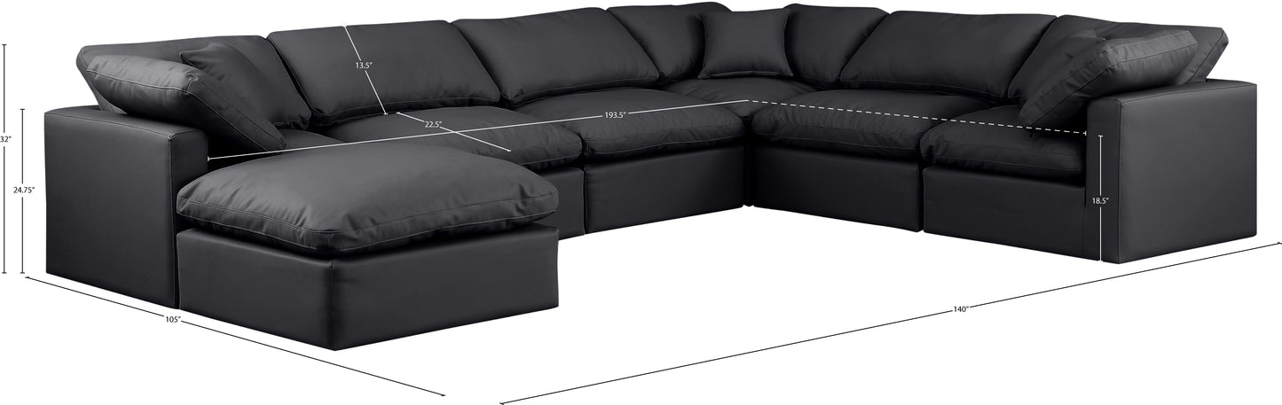 luxus black faux leather modular sectional sec7a