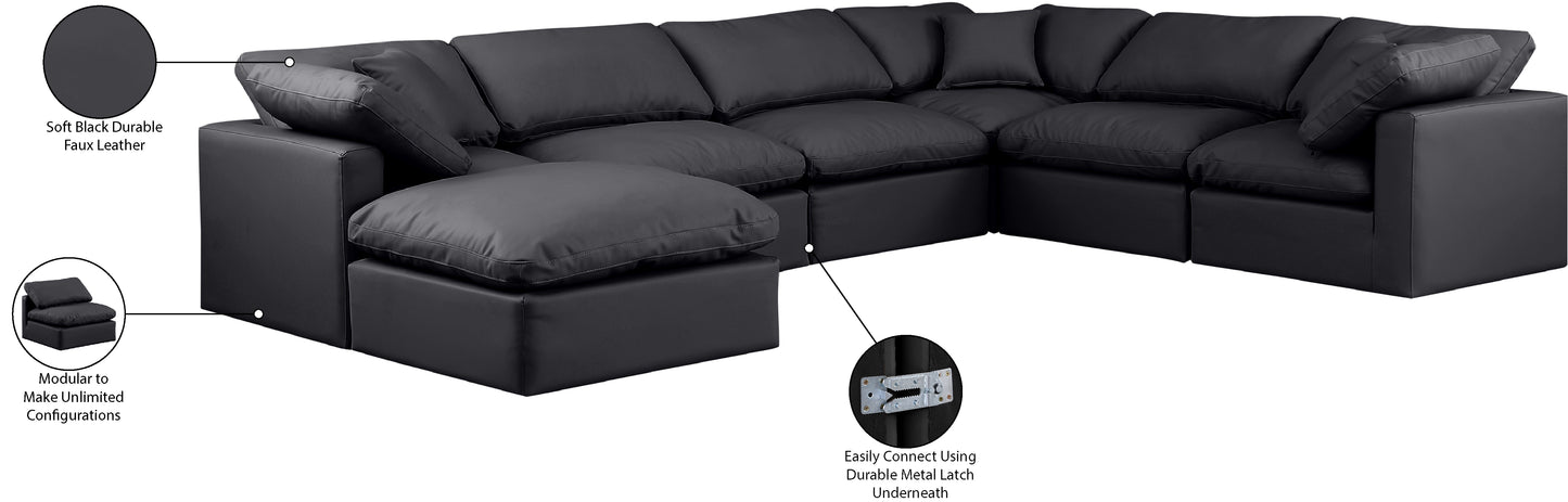 luxus black faux leather modular sectional sec7a