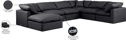 Luxus Black Faux Leather Modular Sectional Sec7A