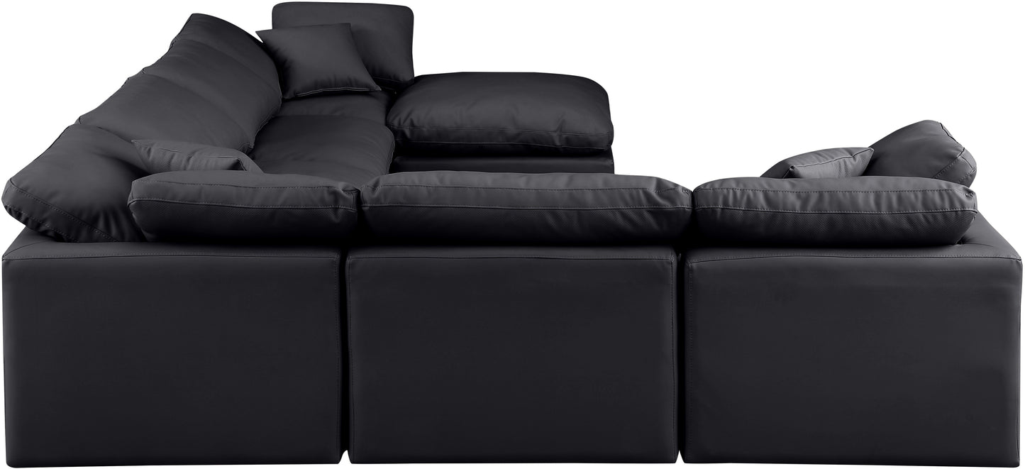 luxus black faux leather modular sectional sec7a