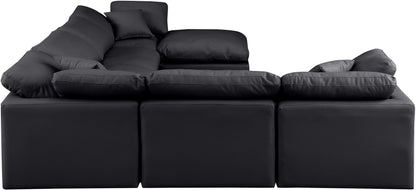 Luxus Black Faux Leather Modular Sectional Sec7A