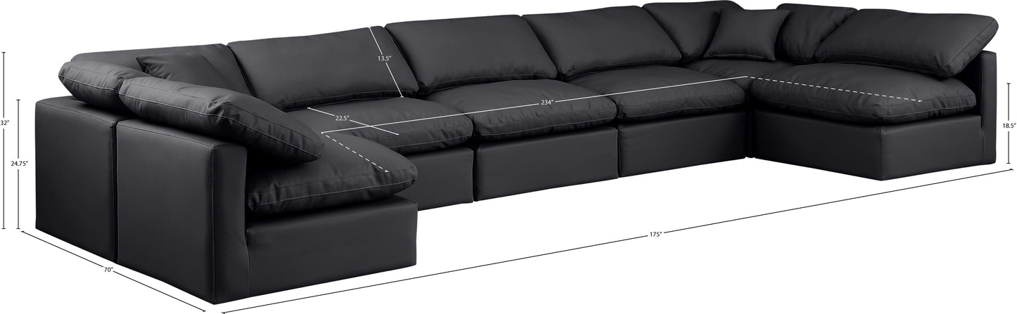 luxus black faux leather modular sectional sec7b