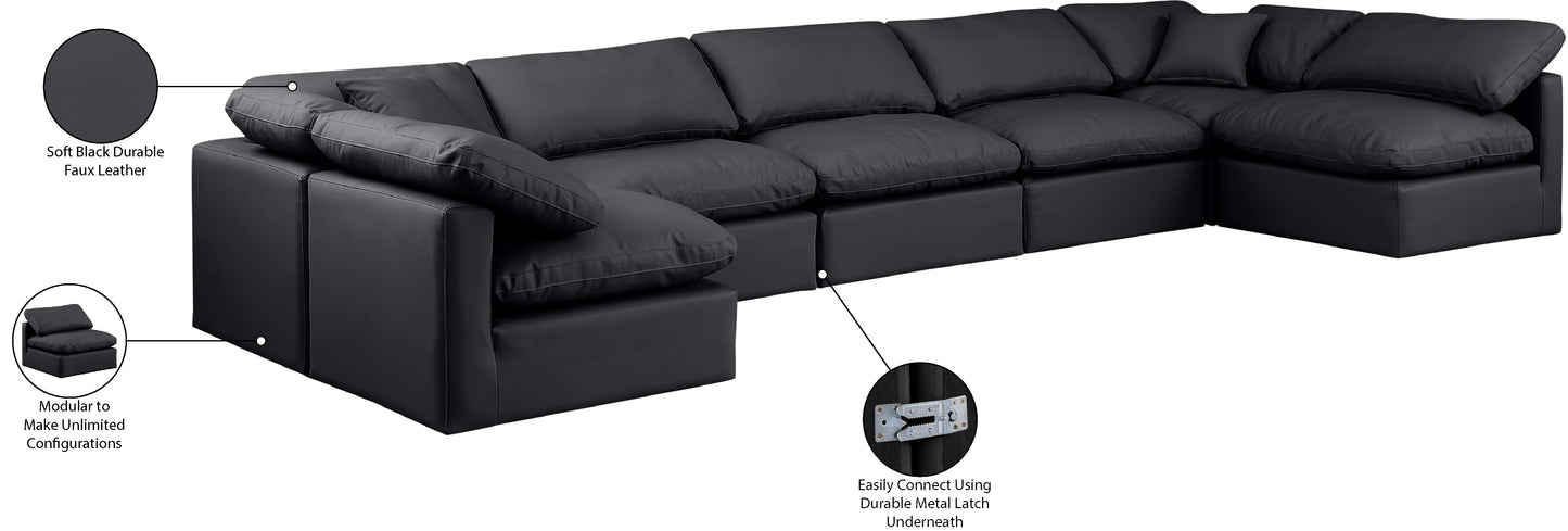 luxus black faux leather modular sectional sec7b