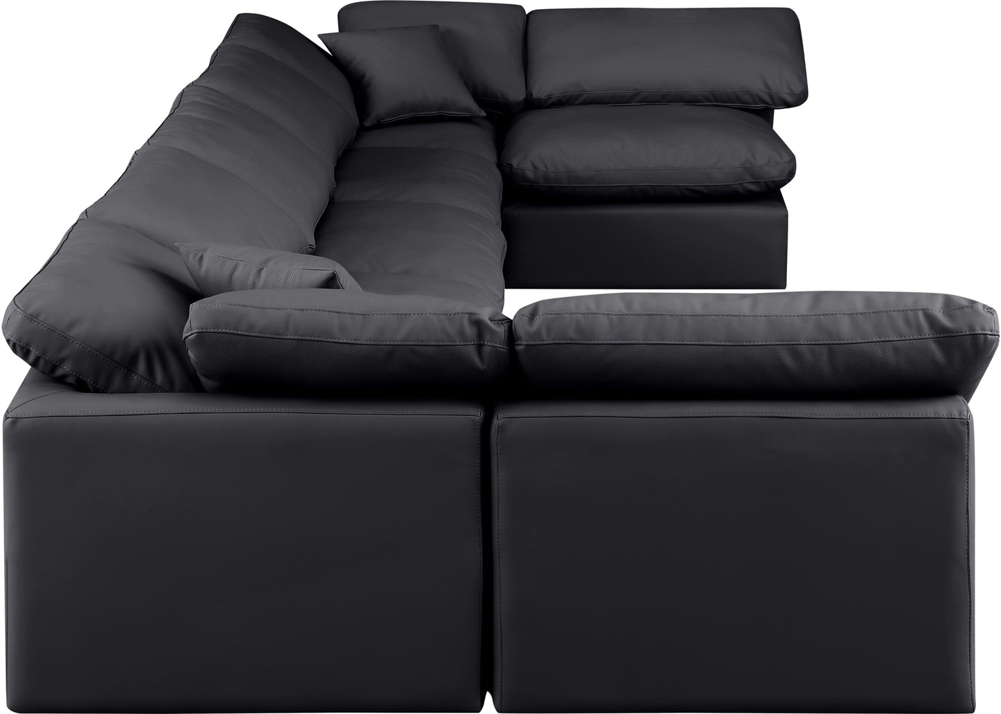 luxus black faux leather modular sectional sec7b