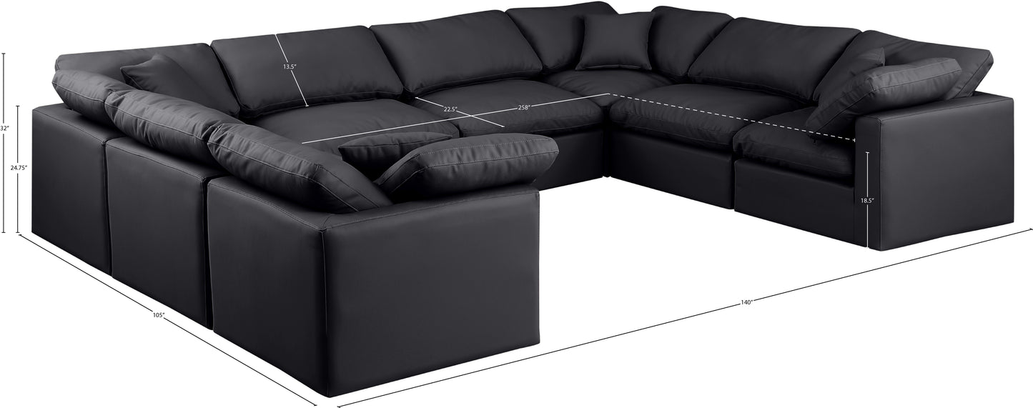 luxus black faux leather modular sectional sec8a