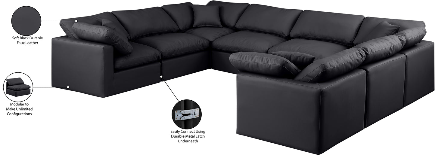 luxus black faux leather modular sectional sec8a