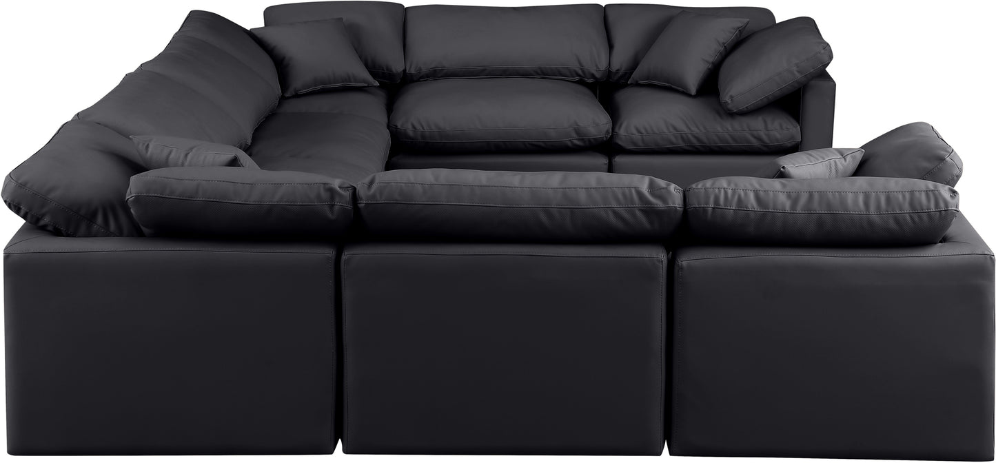 luxus black faux leather modular sectional sec8a