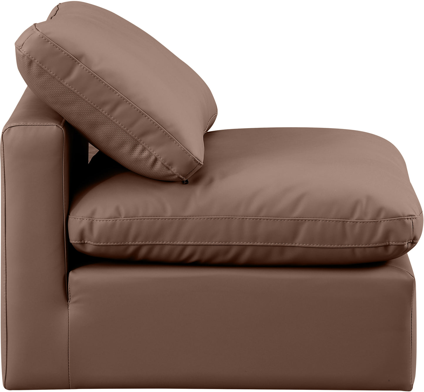 luxus brown faux leather armless chair armless