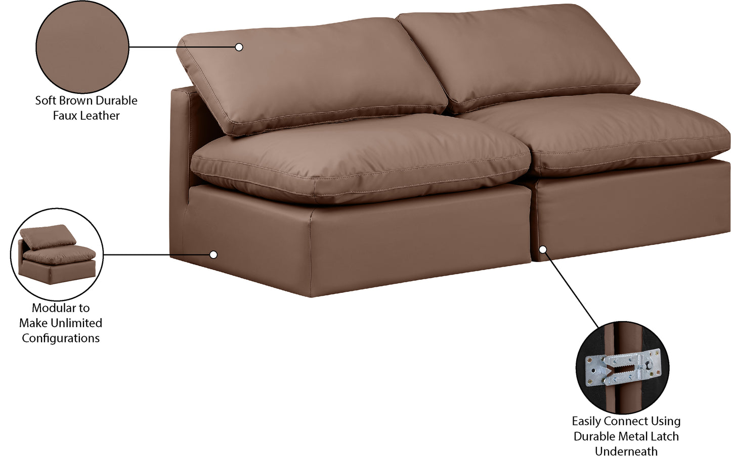 luxus brown faux leather modular sofa s2