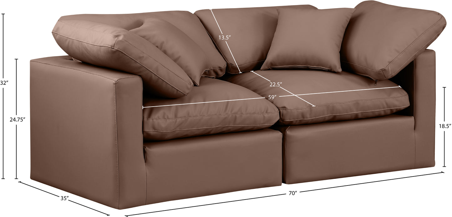 luxus brown faux leather modular sofa s70