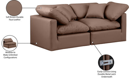 Luxus Brown Faux Leather Modular Sofa S70