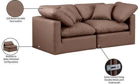 Luxus Brown Faux Leather Modular Sofa S70
