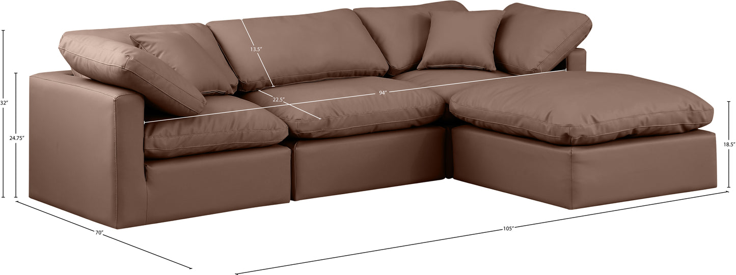 luxus brown faux leather modular sectional sec4a