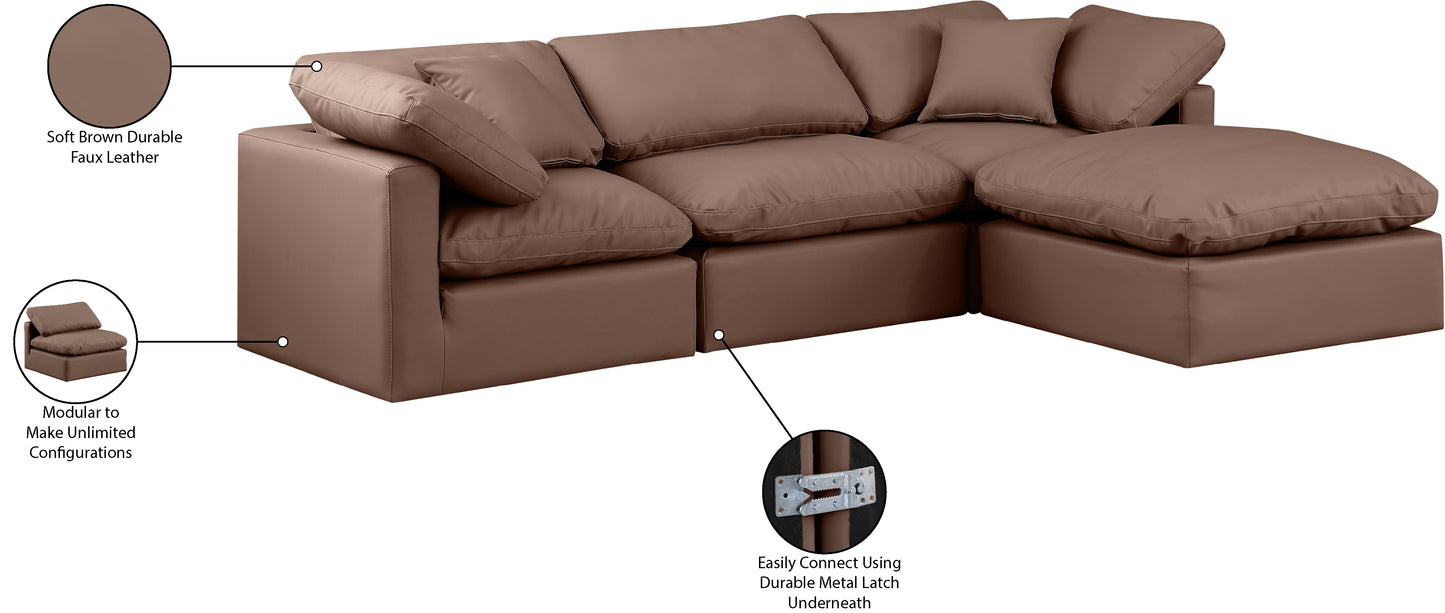 luxus brown faux leather modular sectional sec4a