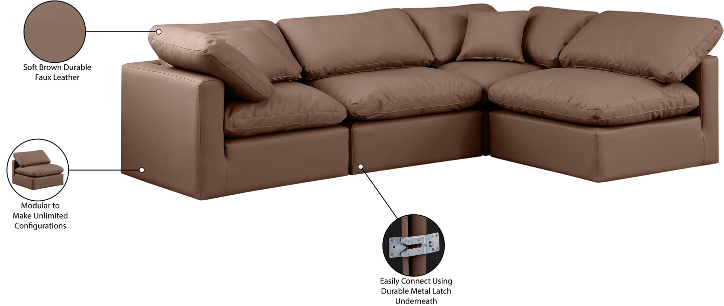 luxus brown faux leather modular sectional sec4b