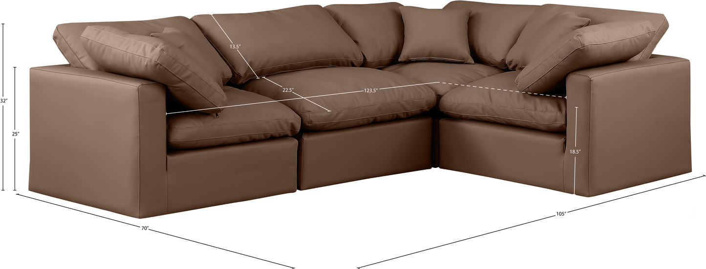 luxus brown faux leather modular sectional sec4c