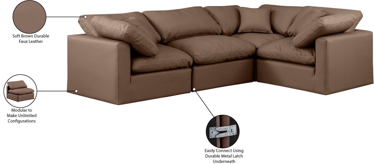 luxus brown faux leather modular sectional sec4c