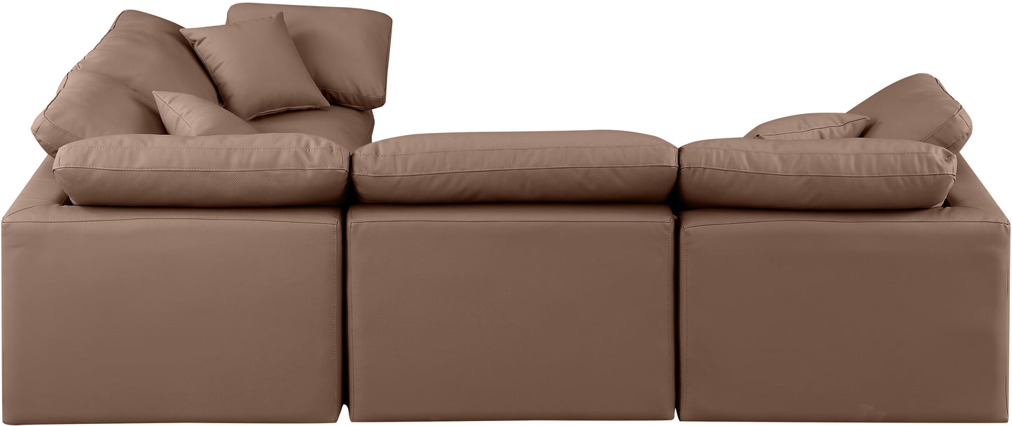 luxus brown faux leather modular sectional sec4c