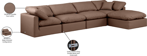 Luxus Brown Faux Leather Modular Sectional Sec5A