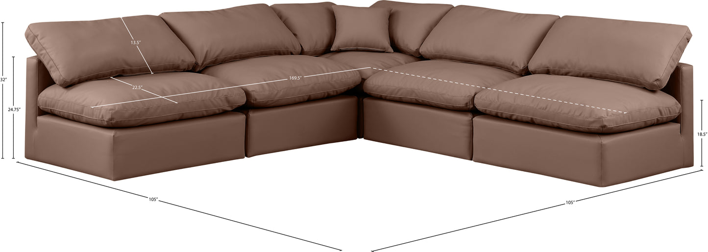 luxus brown faux leather modular sectional sec5b