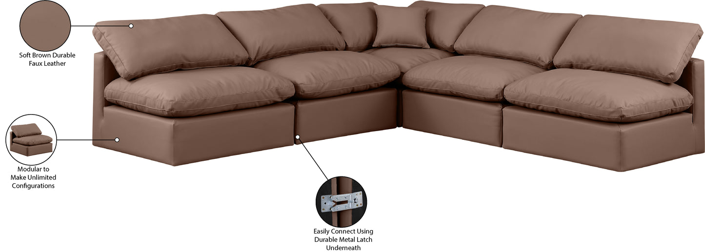 luxus brown faux leather modular sectional sec5b