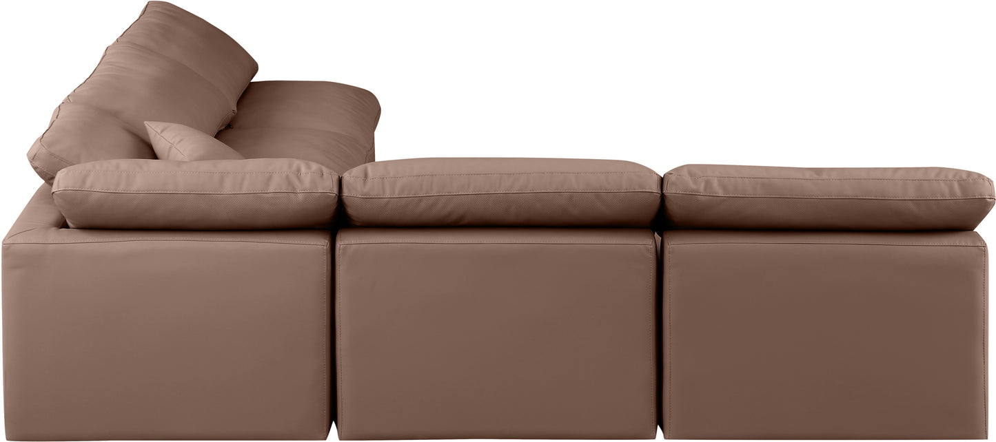 luxus brown faux leather modular sectional sec5b