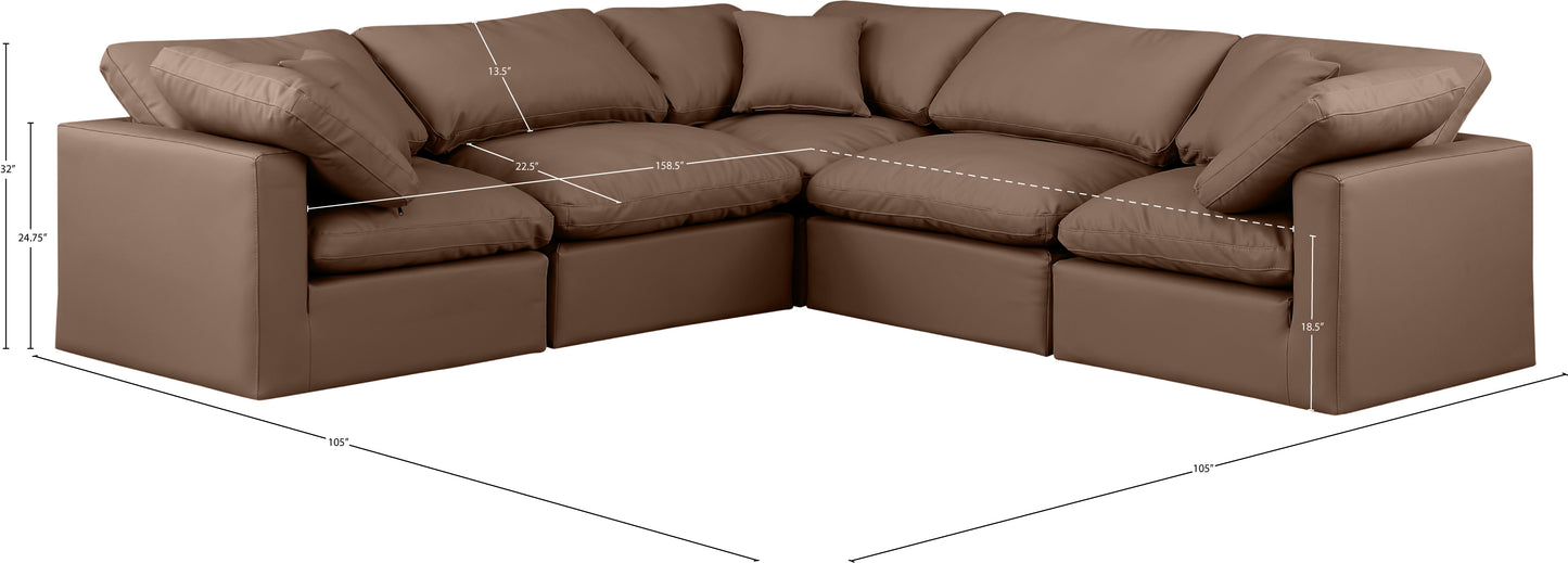 luxus brown faux leather modular sectional sec5c