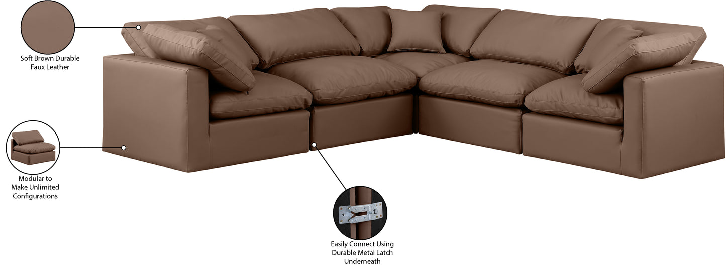 luxus brown faux leather modular sectional sec5c