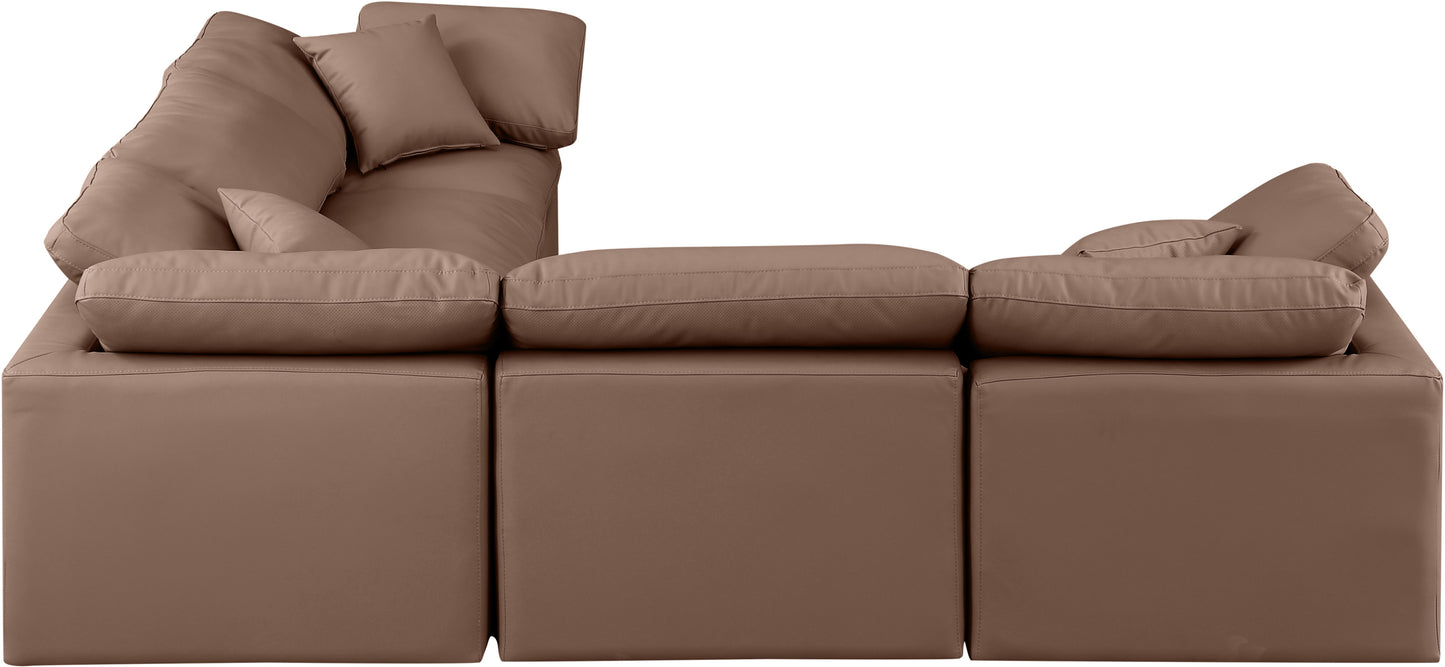 luxus brown faux leather modular sectional sec5c